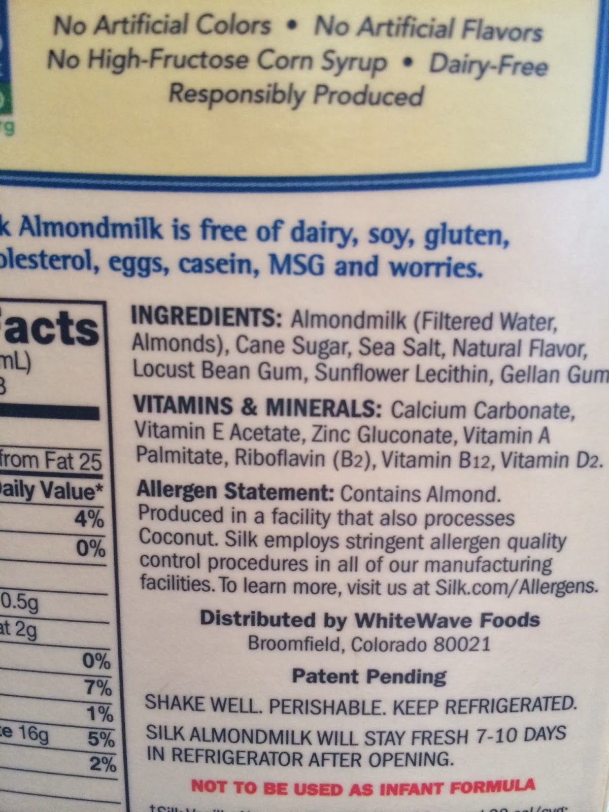 What are the ingredients in almond milk?